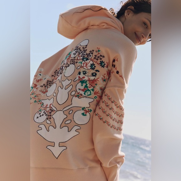 Free People Movement At My Best Embroidered Hoodie Pastel Peach Combo - NWOT - Picture 9 of 10